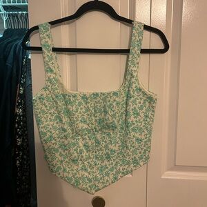 Green and white floral Zara corset tank top. Excellent condition. Size Large
